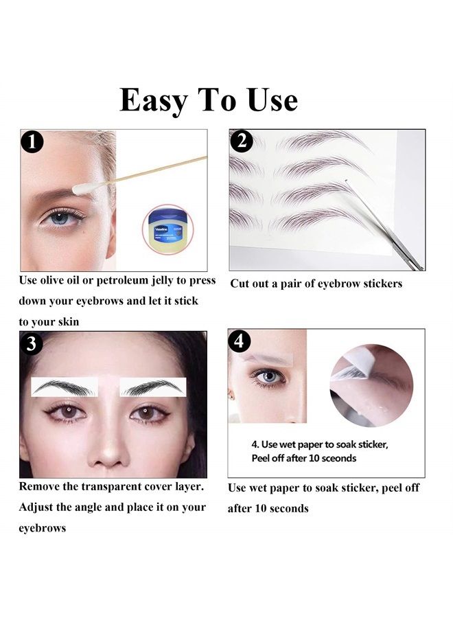 Miotorio 22 Pairs 4D Eyebrows Tattoo, Hair-Like Authentic Eyebrows, Eyebrows Tattoo Peel Off, Long Lasting Waterproof Natural False Eyebrows Makeup Sticker for Eyebrow Grooming Shaping (Brown) - Image 2