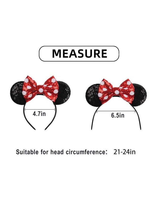 KARETT Mouse Ears Bow Headbands, Sparkle Mouse Ears Headband Glitter Hair Band for Party Princess Decoration Cosplay Costume - Image 5