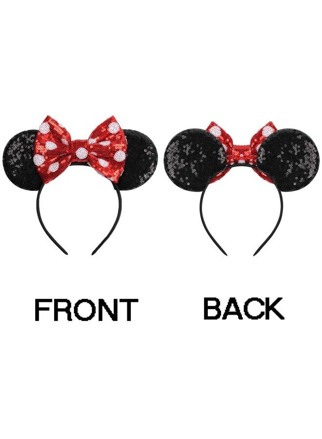 KARETT Mouse Ears Bow Headbands, Sparkle Mouse Ears Headband Glitter Hair Band for Party Princess Decoration Cosplay Costume - Image 2