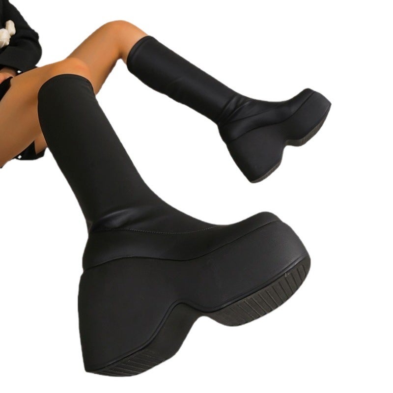Foreign Trade 2022 Autumn and Winter New and Large Size Women''s Boots Wedge Heel Foot Boots Handsome Slimming Martin Boots - Image 2