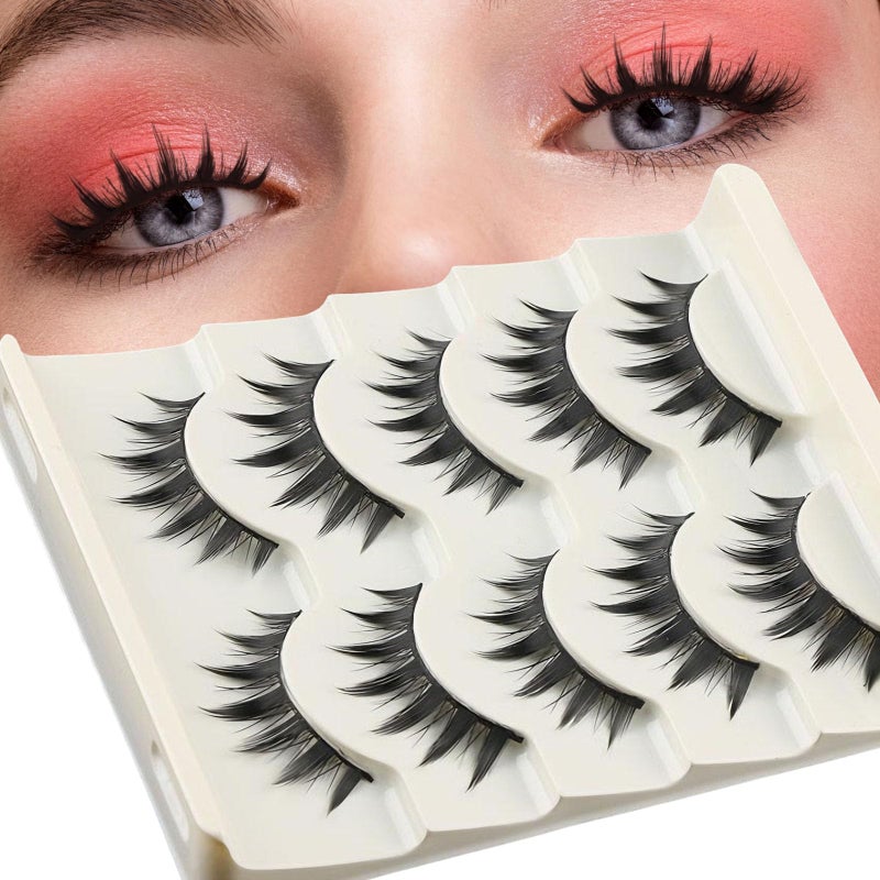 beyonday 5 Pairs Cosplay Manga Lashes 3D Little Devil Spiky Eyelash Cute Doll Anime Lashes Japanese Style Makeup Eyelashes Natural Look Halloween Lash Beauty Extension Tools - Image 1