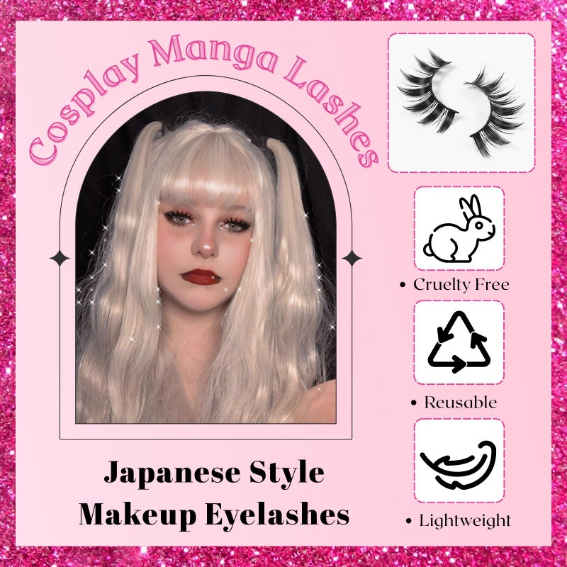beyonday 5 Pairs Cosplay Manga Lashes 3D Little Devil Spiky Eyelash Cute Doll Anime Lashes Japanese Style Makeup Eyelashes Natural Look Halloween Lash Beauty Extension Tools - Image 2