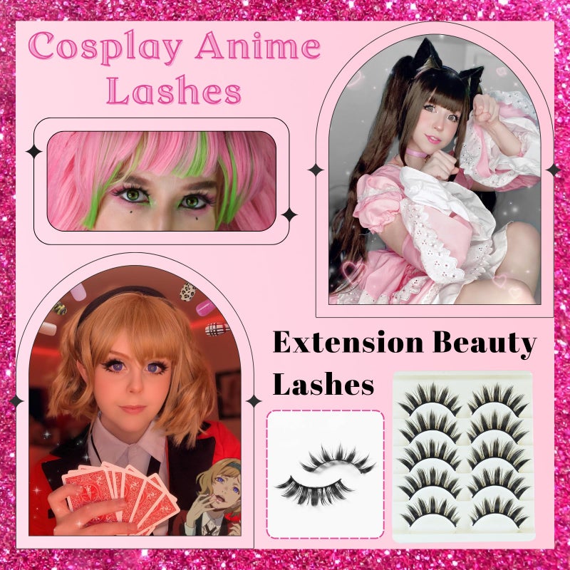 beyonday 5 Pairs Cosplay Manga Lashes 3D Little Devil Spiky Eyelash Cute Doll Anime Lashes Japanese Style Makeup Eyelashes Natural Look Halloween Lash Beauty Extension Tools - Image 4