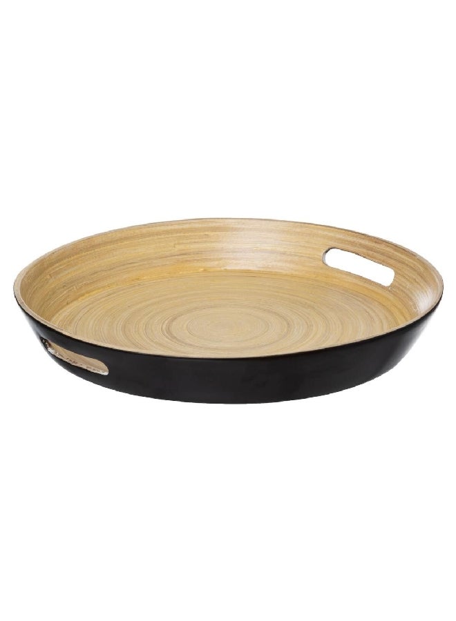 Five Simply Smart High-Quality Round Bamboo Tray Black and Brown 42 cm 154107I - Image 1
