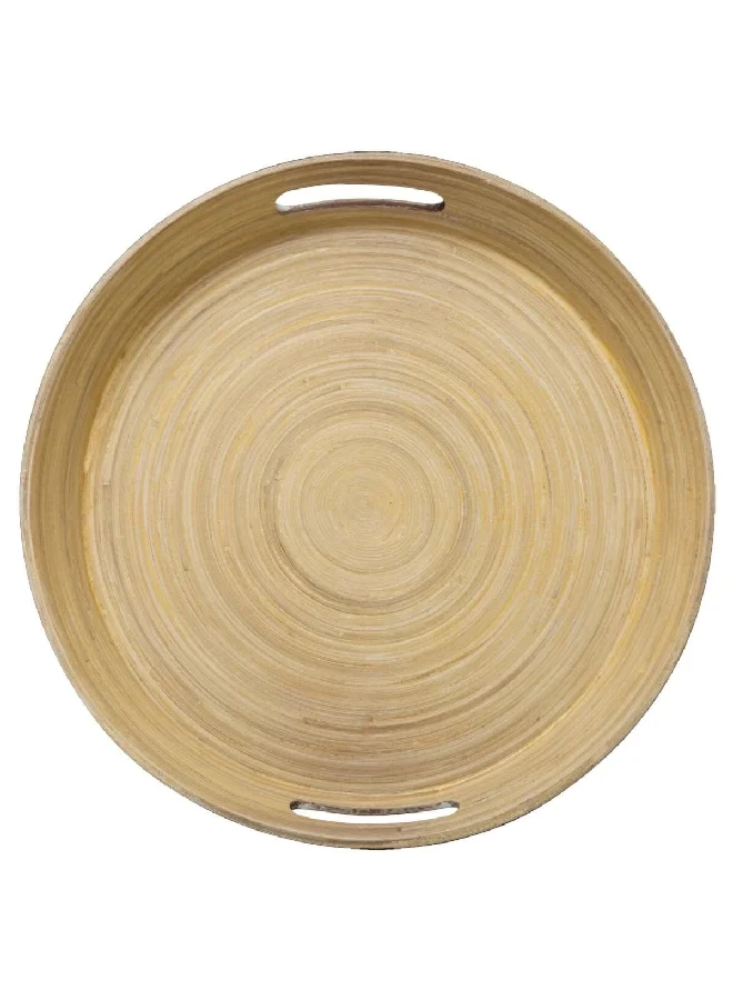 Five Simply Smart High-Quality Round Bamboo Tray Black and Brown 42 cm 154107I