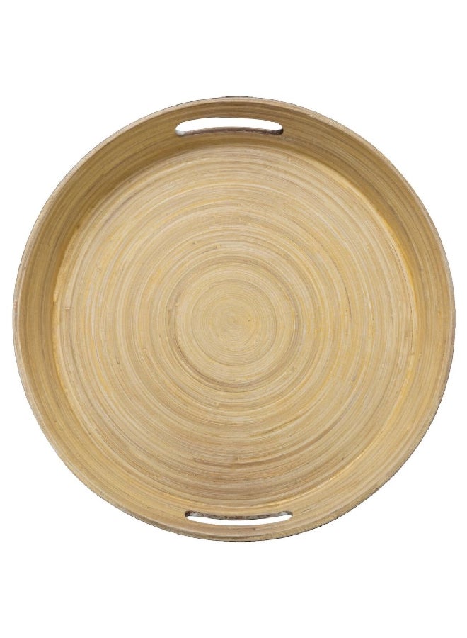 Five Simply Smart High-Quality Round Bamboo Tray Black and Brown 42 cm 154107I - Image 2
