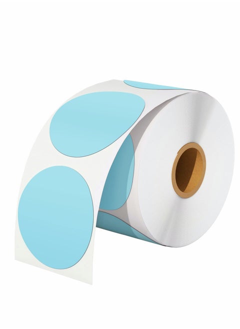 Thermal Sticker Labels, 5cm Pink Self-Adhesive Round Direct Multi-Purpose Roll Labels for DIY Logo Design, QR Code, Name Tag, Inventory-Pink 600 Labels/1 Roll, Blue