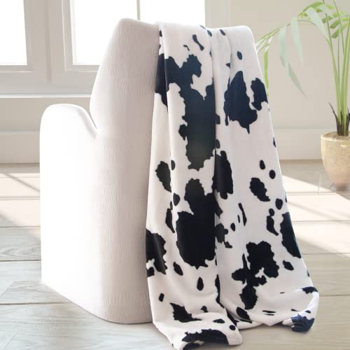 HSEEC Cow Print Blanket Warm Plush Cute Black Cow Throw Blanket Soft Fleece Flannel Lightweight Throw Blankets Sofa Couch Bed Travel Cow Bedding Room Decor for Kids Teens Adults 40"x50" - Image 2