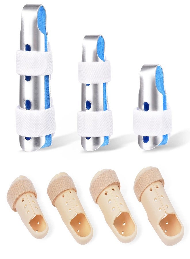Sopito Finger Splint, 7PCS Finger Support Brace Stabilizer for Broken Straightening Arthritis Knuckle Immobilization, Blue - Image 1