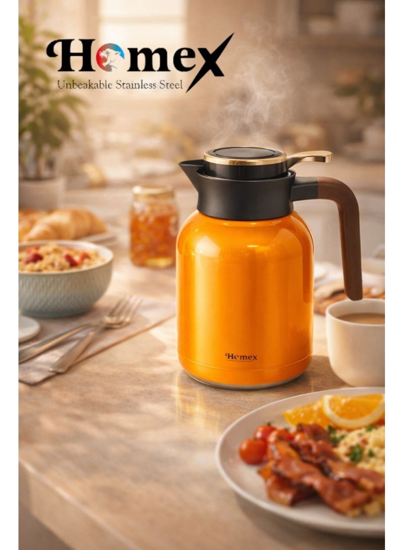 Homex vacuum flask 1.5L/Premium 304 Stainless steel inner/ Double wall Insulated thermos/Long heat retention/Hot&Cold/HB