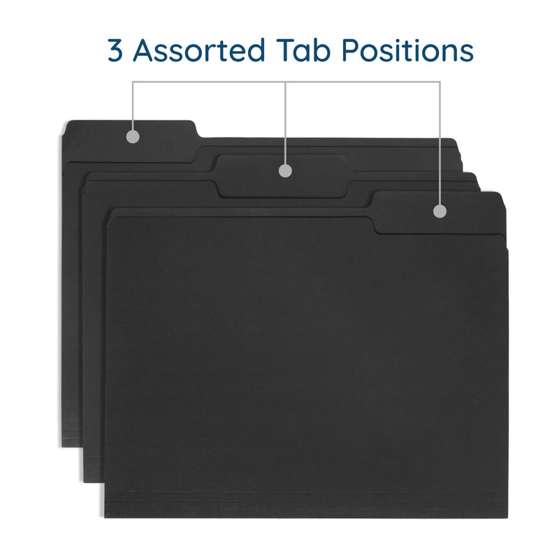 Blue Summit Supplies 100 Blue Summit Supplies Black File Folders - Letter Size File Folders with 1/3 Cut Tabs, Durable 11pt Black Paper, Holds Letter Size Documents, Black Folder 100 Pack - Image 4
