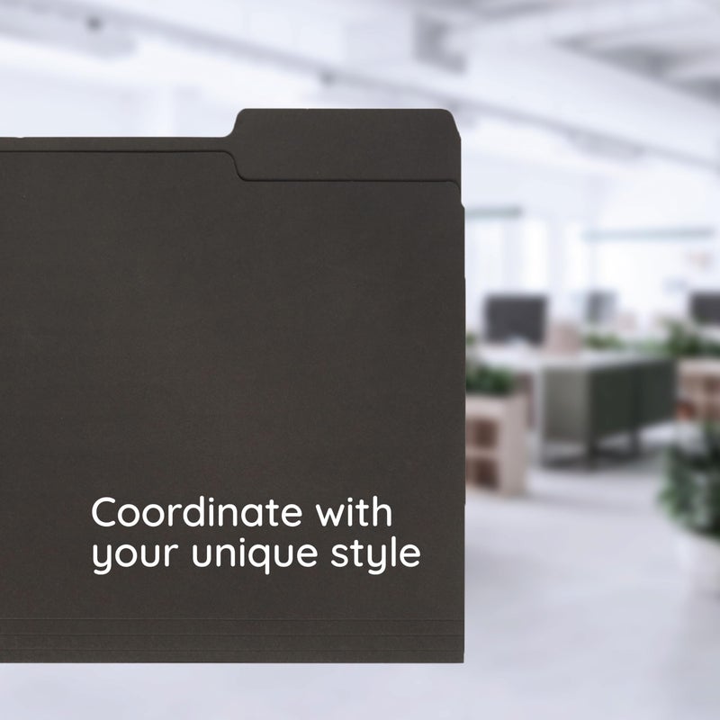 Blue Summit Supplies 100 Blue Summit Supplies Black File Folders - Letter Size File Folders with 1/3 Cut Tabs, Durable 11pt Black Paper, Holds Letter Size Documents, Black Folder 100 Pack - Image 5
