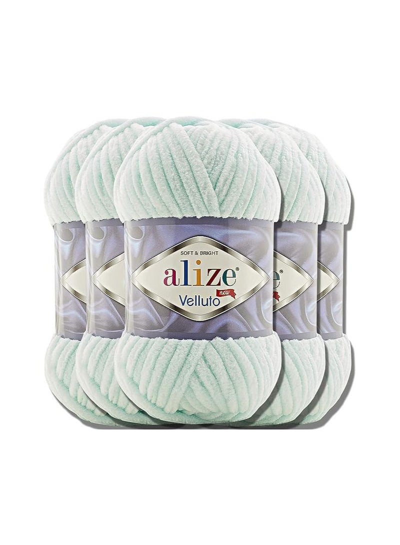 خيوط اليزا قطيفه غزل من صوف الاطفال التركي فيلوتو من الشانيل الناعم من اليز، ضخمة للغاية، مخصصة للحياكة اليدوية وللكروشيه، كرة مقاس XXL لاميجورومي، وزن 100 جرام، مجموعة من 5 قطع (اخضر مائي، 15) - Image 1
