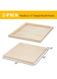 Falling In art Falling in Art 2 Pack Unfinished Wooden Canvas Panels, 12x12 Gallery Birch Wood Panels Kit, 1 1/2" Deep Art Cradle Boards for Acrylic Painting, Pouring and Burning  - Image 2