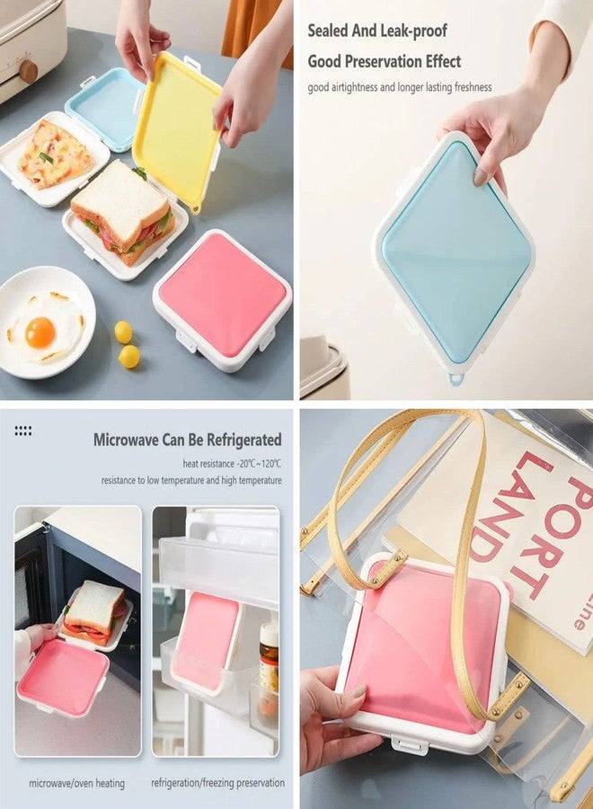 Tusig® Sandwich Storage Box Reusable Silicone Lunch Box Food Storage Case Microwave Safe Lunch Box Food Container Sandwich Boxes - Image 2