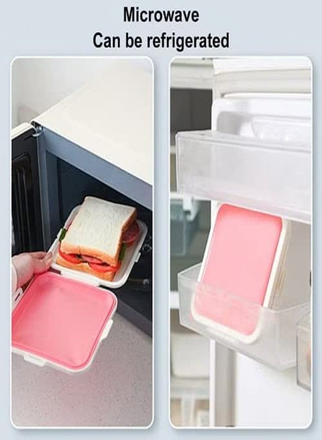Tusig® Sandwich Storage Box Reusable Silicone Lunch Box Food Storage Case Microwave Safe Lunch Box Food Container Sandwich Boxes - Image 4