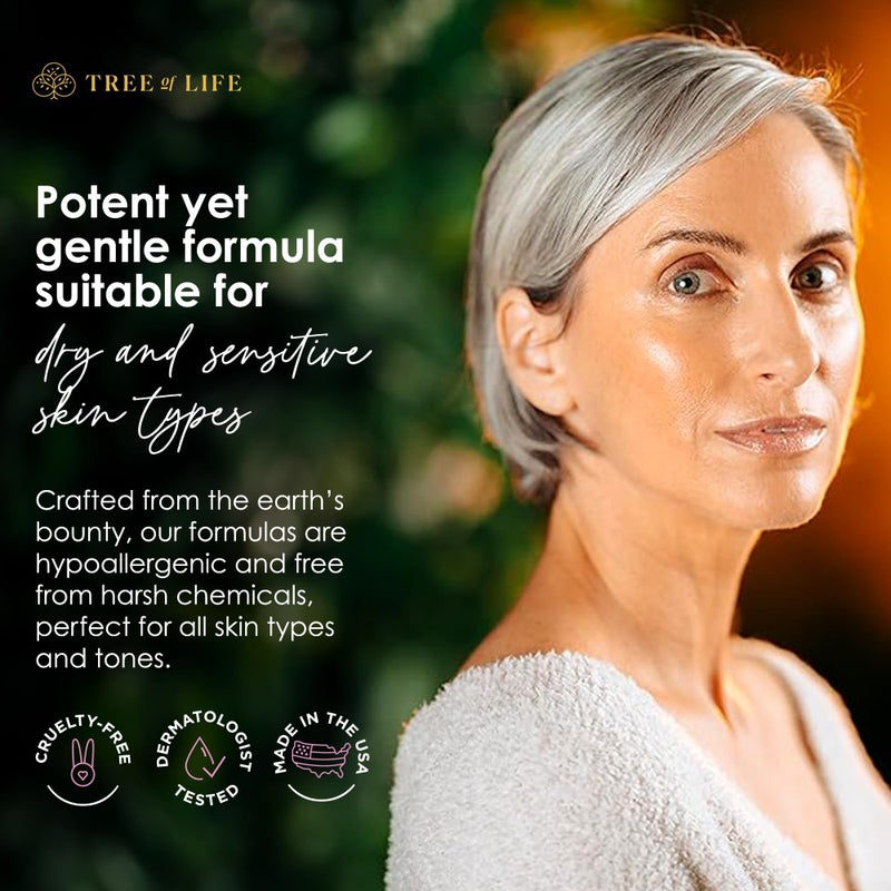 TREE OF LIFE سيروم ريتينول شجرة الحياة للجمال، زيت وجه مهدئ للبشرة للبقع الداكنة وعلامات الشيخوخة والخطوط الدقيقة، سيرومات للوجه للعناية بالبشرة الجافة والحساسة مع حمض الهيالورونيك لبشرة ناعمة وسلسة، 2 أونصة سائلة - Image 5