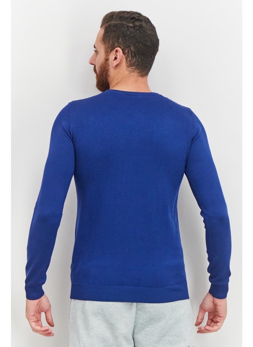 Sorbino Men Crew Neck Textured Long Sleeve Sweatshirts, Blue  - Image 3