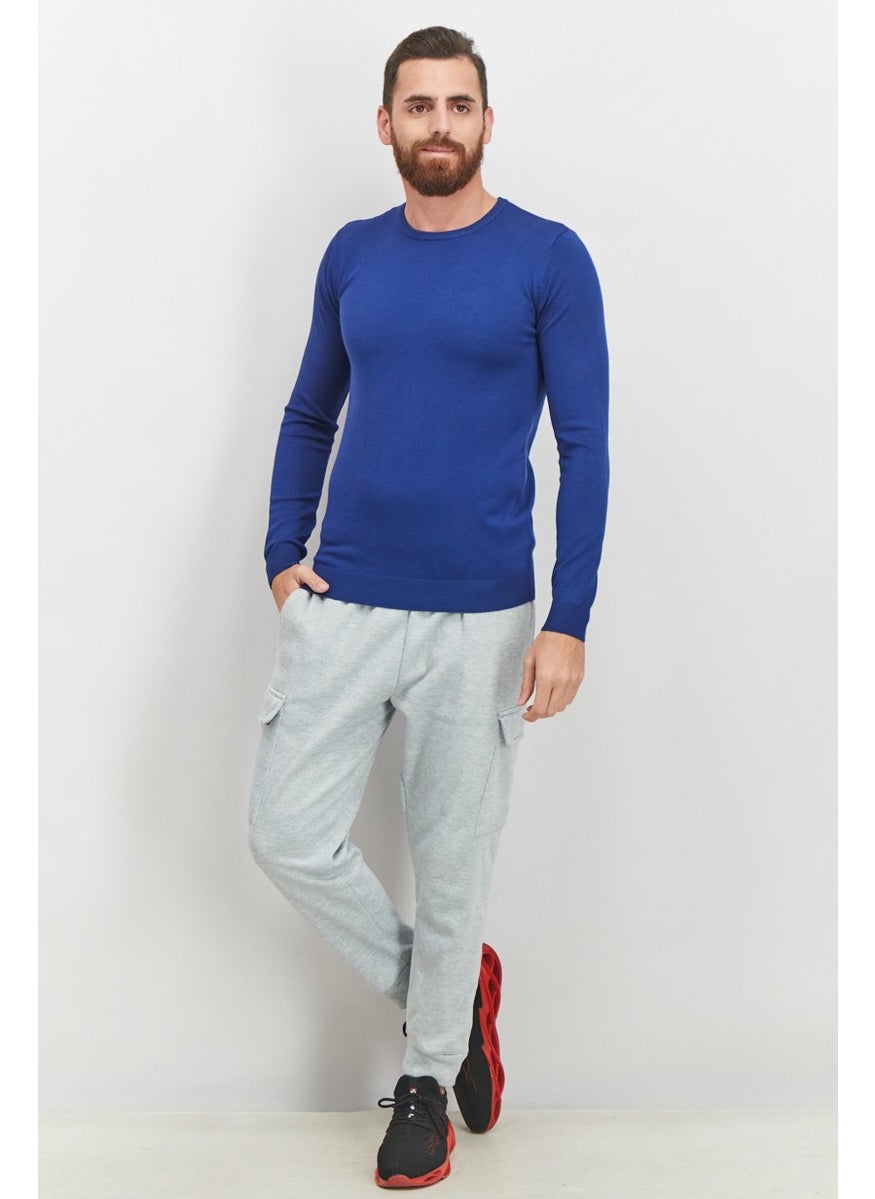 Sorbino Men Crew Neck Textured Long Sleeve Sweatshirts, Blue  - Image 4