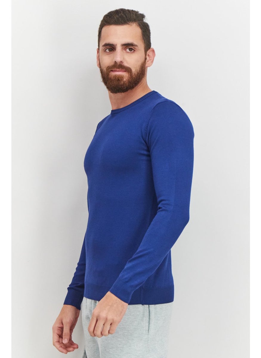 Sorbino Men Crew Neck Textured Long Sleeve Sweatshirts, Blue  - Image 2