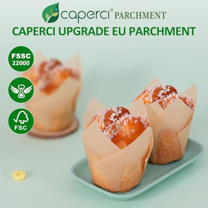 Caperci 150pcs Natural Tulip Cupcake Liners Unbleached European Parchment Paper Baking Cups Muffin Liners for Party, Wedding, Christmas, Birthday - Image 5