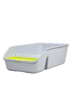 NNC PETS Cat litter box for small to medium-sized cats, Semi-enclosed design litter box with Low entrance and Build-in-scoop for hassle-free cleaning, Durable and easy to clean 49 cm (Grey)  - Image 1
