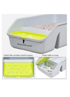 NNC PETS Cat litter box for small to medium-sized cats, Semi-enclosed design litter box with Low entrance and Build-in-scoop for hassle-free cleaning, Durable and easy to clean 49 cm (Grey)  - Image 3