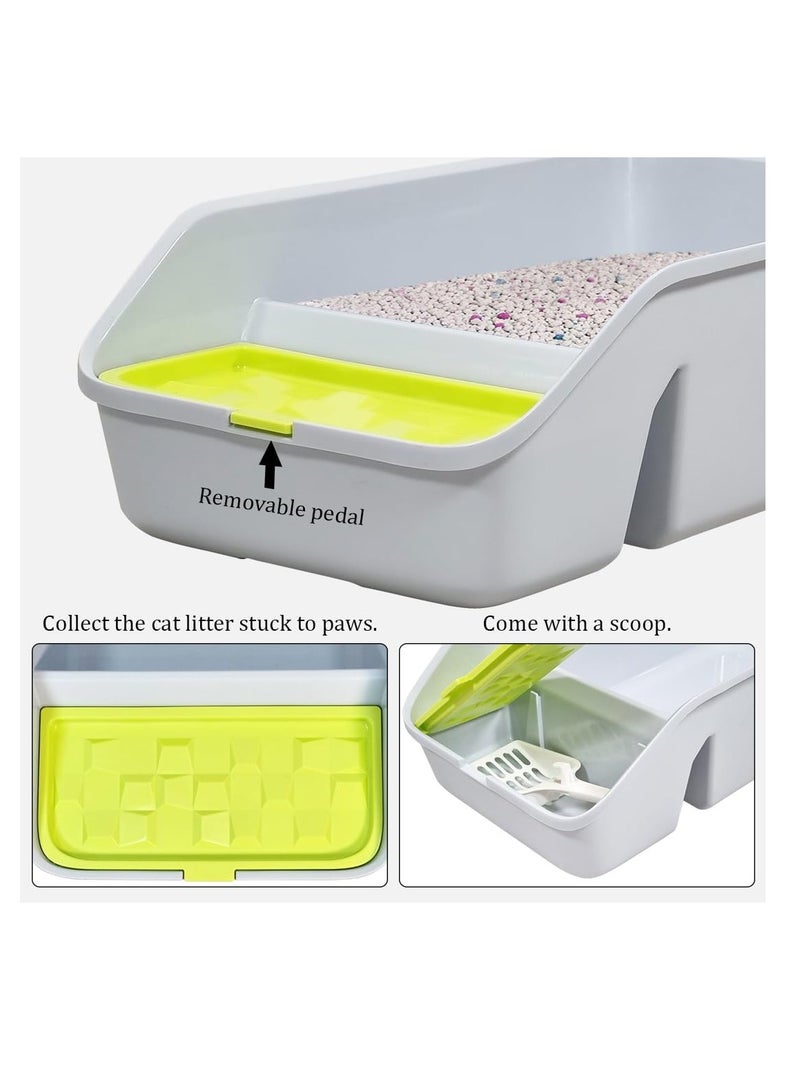 NNC PETS Cat litter box for small to medium-sized cats, Semi-enclosed design litter box with Low entrance and Build-in-scoop for hassle-free cleaning, Durable and easy to clean 49 cm (Grey) - Image 3