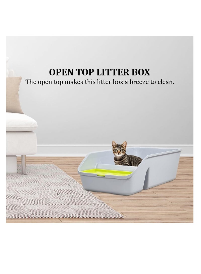 NNC PETS Cat litter box for small to medium-sized cats, Semi-enclosed design litter box with Low entrance and Build-in-scoop for hassle-free cleaning, Durable and easy to clean 49 cm (Grey) - Image 4