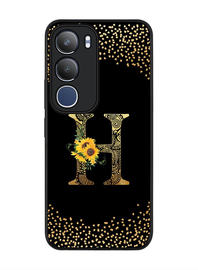 Stylizedd For vivo Y19s / Y19s Pro Case,Slim fit Camera Protection, Shockproof Thin Phone cover  - Custom Floral Monogram - H ( Black )