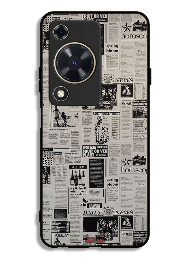 Tolwak Huawei Nova Y72S Protective Case Cover Newspaper Recording