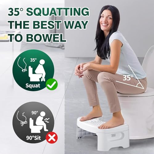 CLAPONE Toilet Stool Squat Adult, 7" Squatting Poop Stool for, Bathroom Foot Rest Stools for Pooping, Potty Step for Toddlers & Adults, Non-Slip Pads (Premium White, Foldable) - Image 3