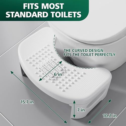 CLAPONE Toilet Stool Squat Adult, 7" Squatting Poop Stool for, Bathroom Foot Rest Stools for Pooping, Potty Step for Toddlers & Adults, Non-Slip Pads (Premium White, Foldable) - Image 2