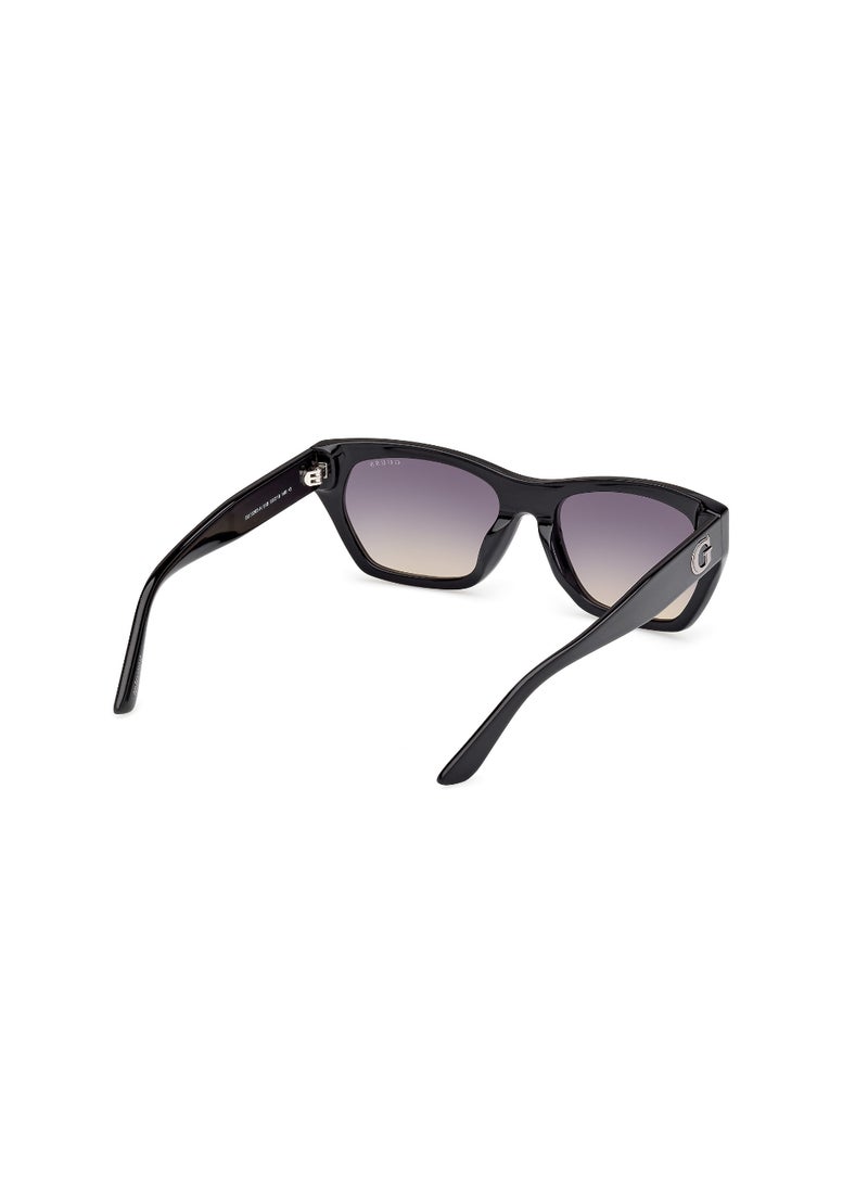 GUESS FULL RIM FEMALE ASYMMETRICAL BLACK ACETATE SUNGLASSES - Image 5