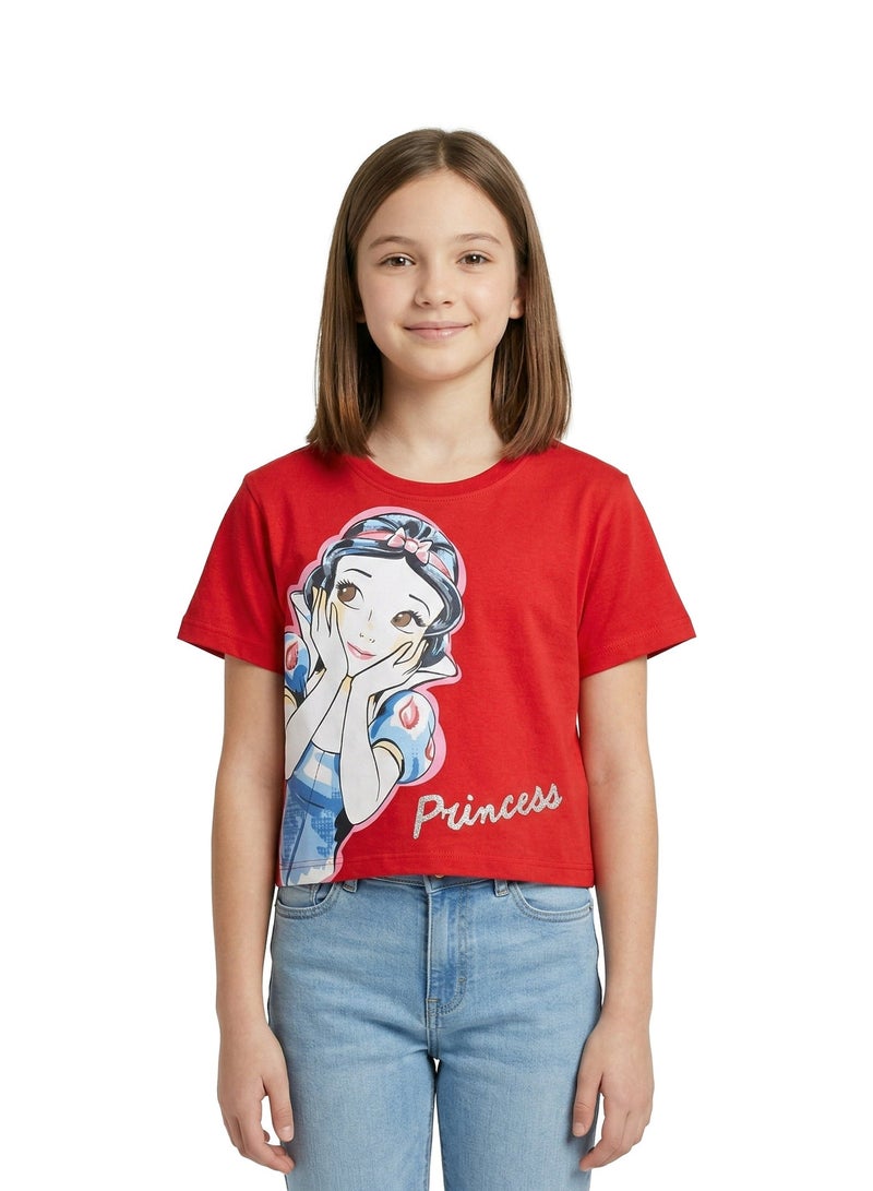 Disney Teen Girls Snow White “Princess” Graphic Crop T-Shirt - Image 1