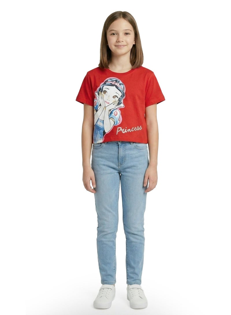 Disney Teen Girls Snow White “Princess” Graphic Crop T-Shirt - Image 2
