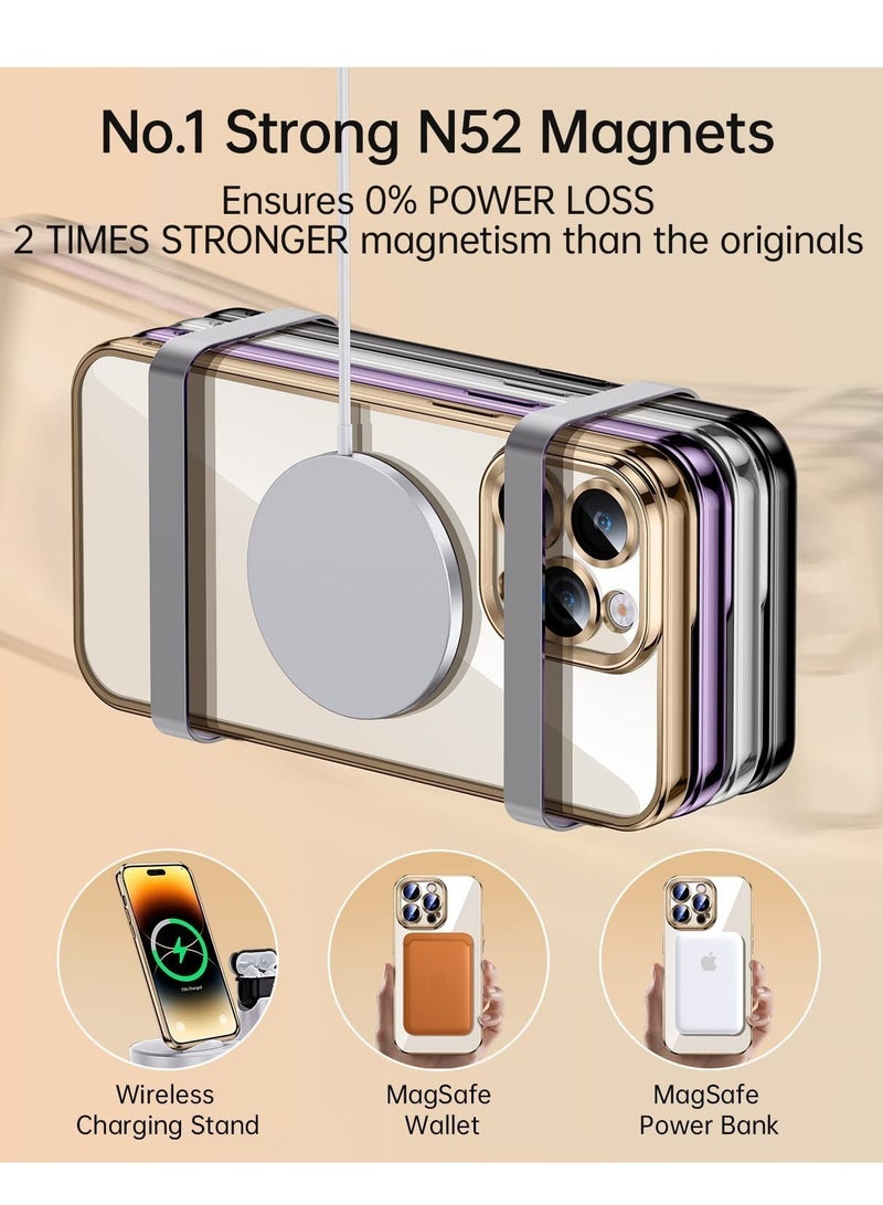ELTRAZONE Magnetic Matallic Glossy Clear for iPhone 14 Pro Max Case with Full Camera Cover - Image 2