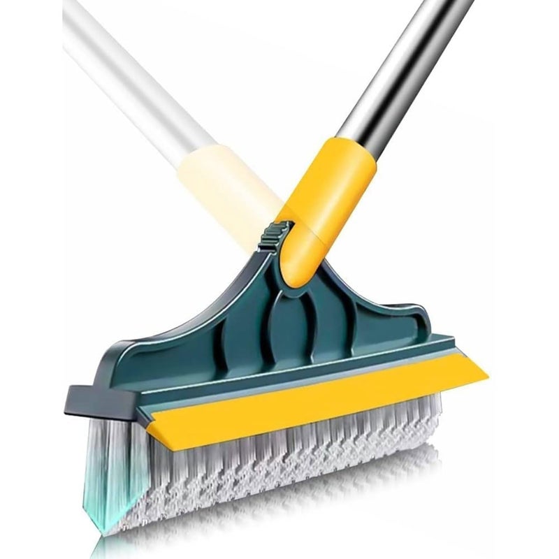 Cloudzy 3 in 1 Tiles Cleaning Brush Bathroom Floor Glass Wall Cleaner with Wiper Floor Scrub Cleaner Floor Tiles Scrub Long Handle Scrubber Magic Broom Brush