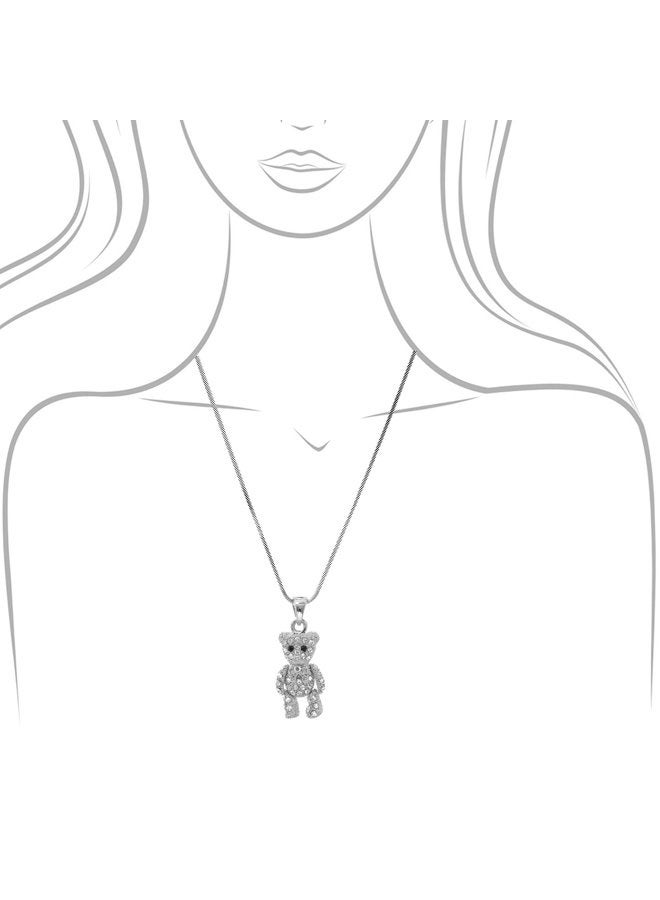 SpinningDaisy Crystals Silver Plated Movable Teddy Bear Necklace - Image 5