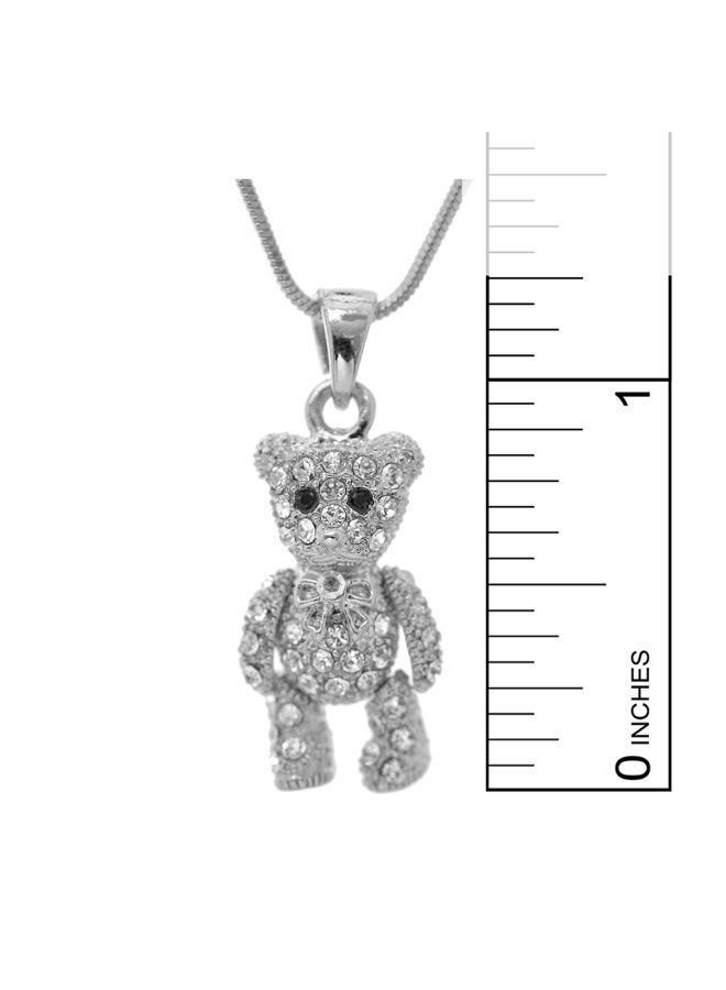 SpinningDaisy Crystals Silver Plated Movable Teddy Bear Necklace - Image 4