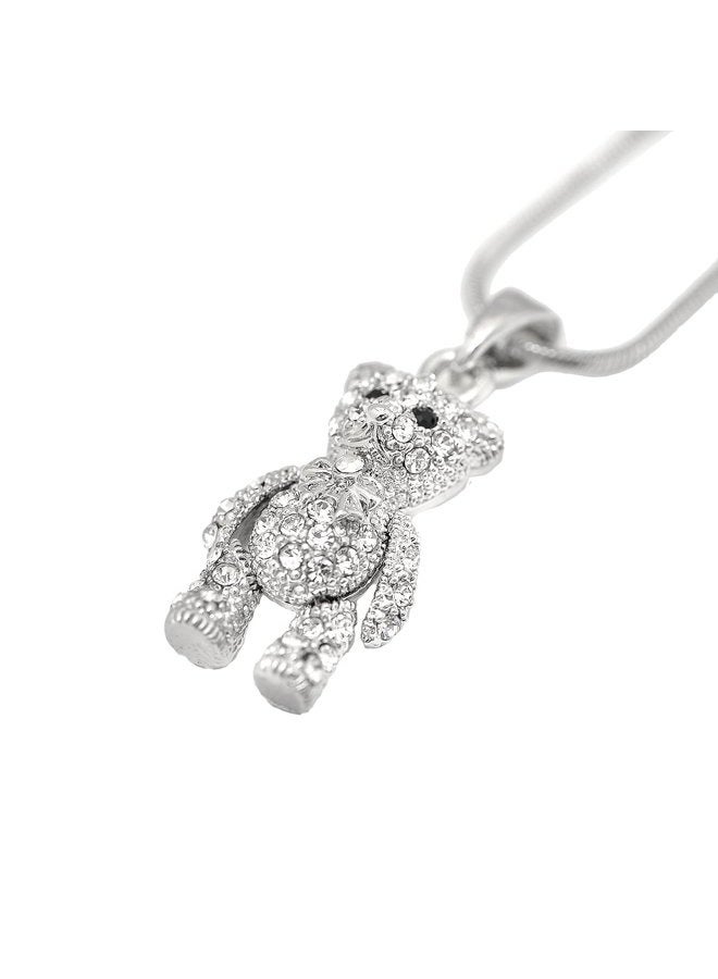 SpinningDaisy Crystals Silver Plated Movable Teddy Bear Necklace - Image 3