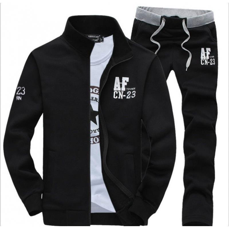 Sports suit Mens Spring and Autumn Running Casual Sweatshirt Sportswear Sportswear suit Mens Spring and Autumn Two-piece Set Grey [regular]] - Image 4