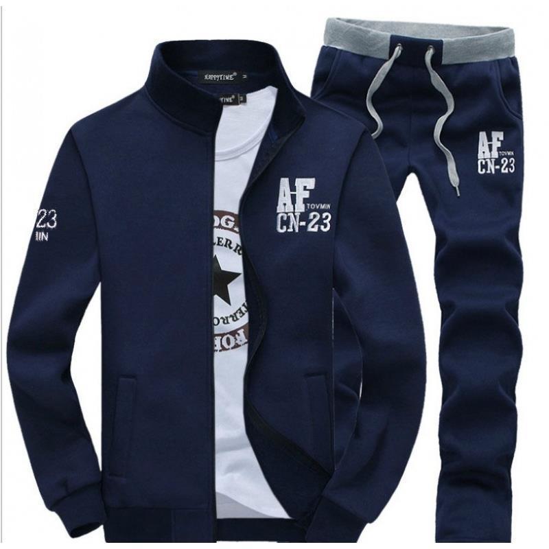 Sports suit Mens Spring and Autumn Running Casual Sweatshirt Sportswear Sportswear suit Mens Spring and Autumn Two-piece Set Grey [regular]] - Image 5