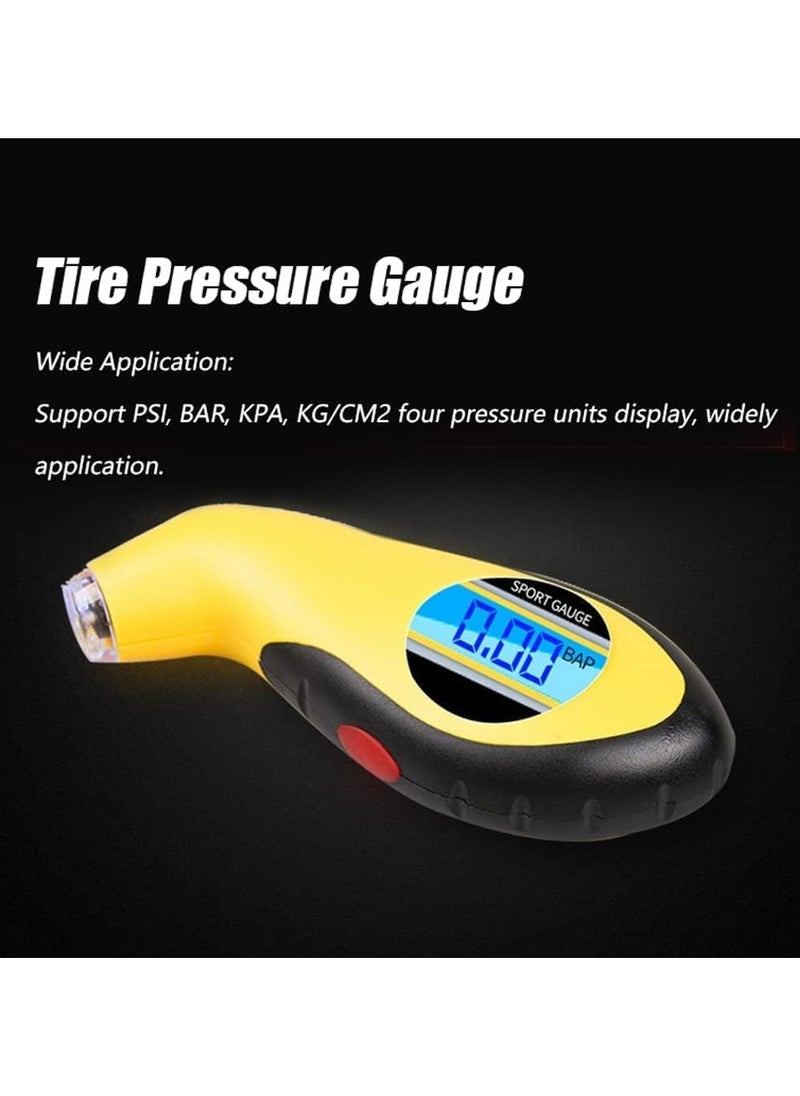 LIMOS - LCD Digital Tire Air Pressure Gauge Tester Tool with Light - Yellow - Image 1