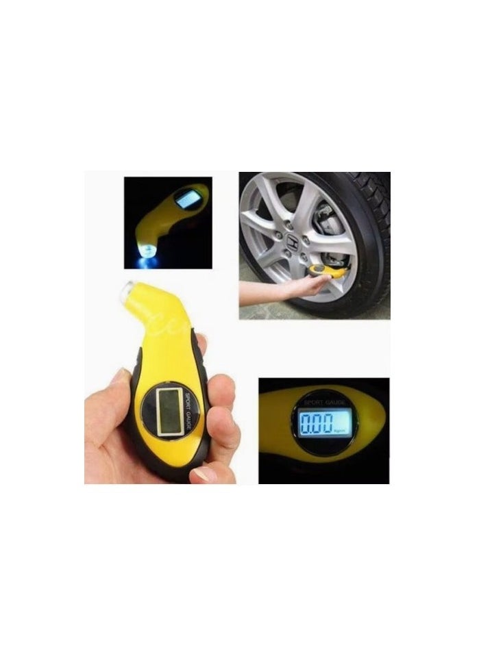 LIMOS - LCD Digital Tire Air Pressure Gauge Tester Tool with Light - Yellow - Image 1