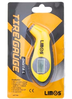 LCD Digital Tire Air Pressure Gauge Tester Tool with Light - Yellow