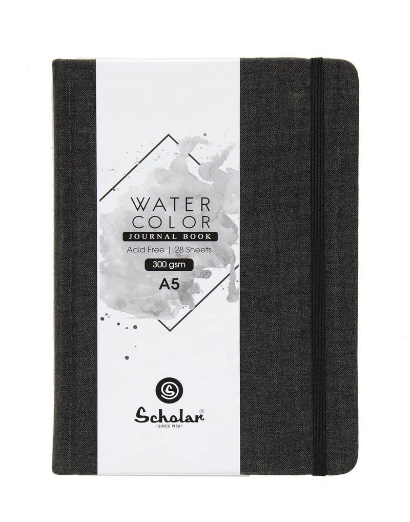 Scholar Watercolour Journal 300 GSM (A5 Portrait, Black) - Image 1