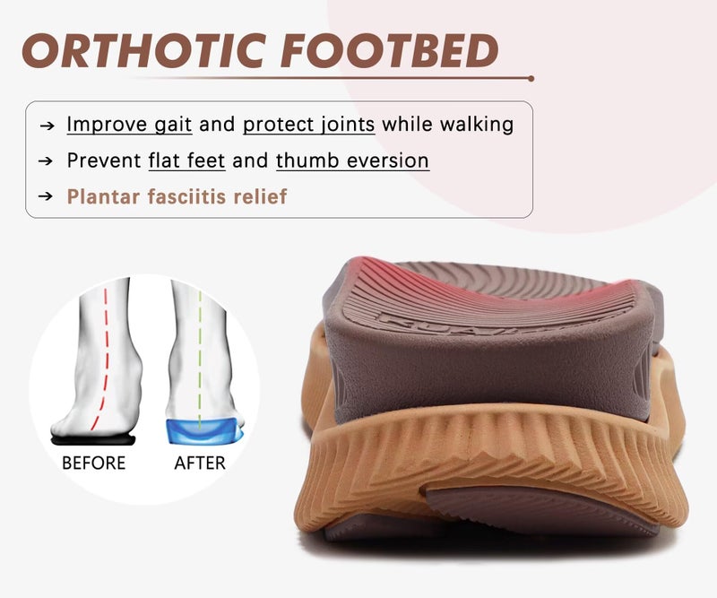 KuaiLu Walking Orthopedic Sandals Womens Comfortable Arch Support Hiking Sandles Plantar Fasciitis Athletic Sport Recovery Cushion Outdoor Open Toe Water Sandals Brown Khaki Size 8 - Image 4