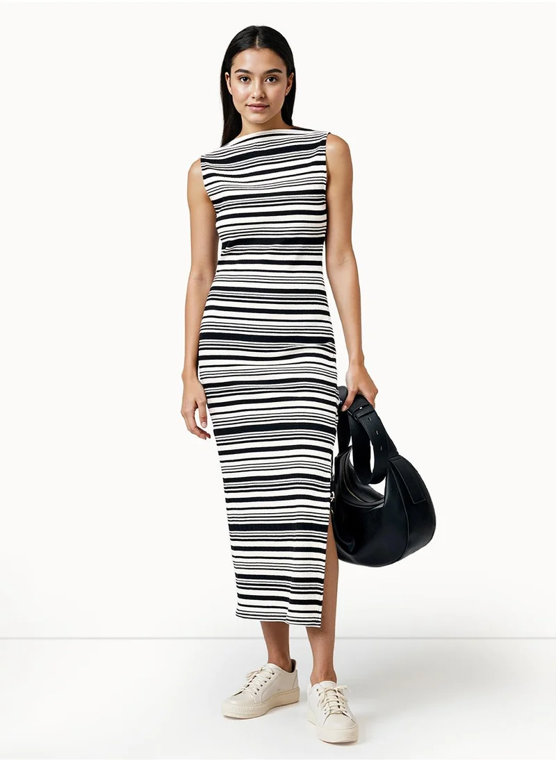 French Connection Sleeveless Cotton Blend Mid-Calf Dress