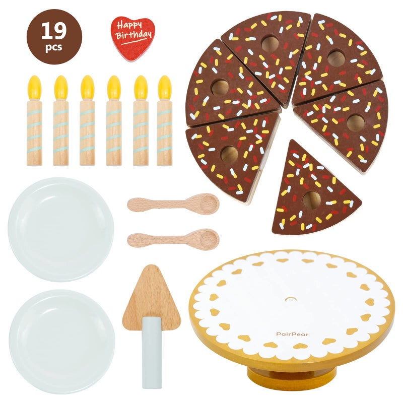 PairPear Birthday Party Cake Playset for KidsWooden Toys Play Food - Image 3